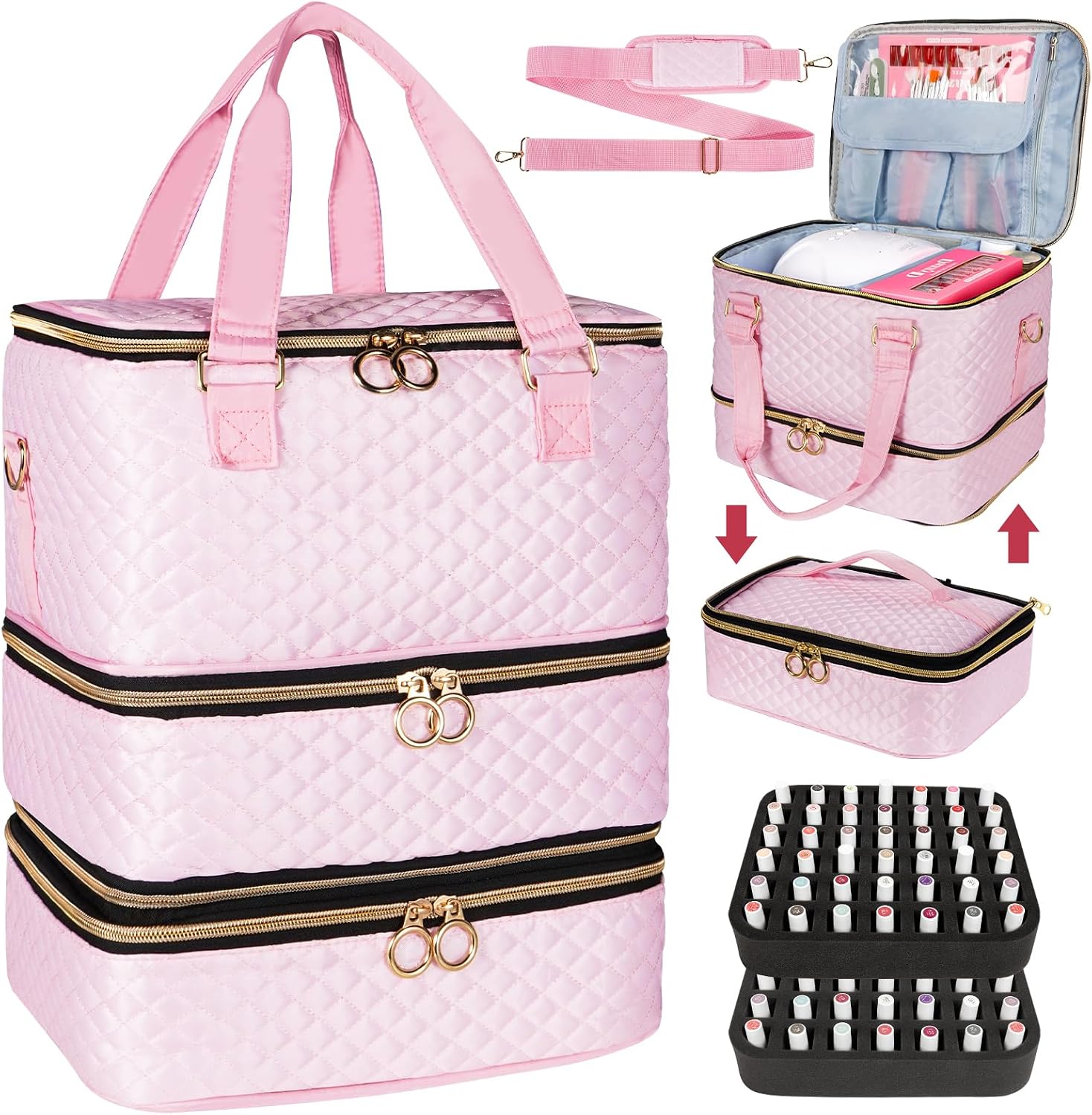 84 Bottle Nail Polish Organizer – 3-Layer Travel Case