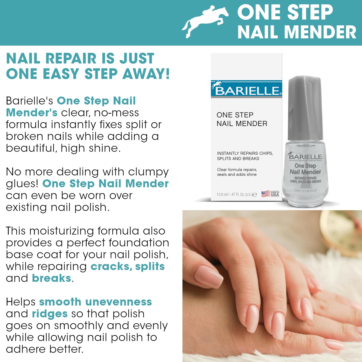 Barielle One-Step Nail Mender clear brush-on 0.47 oz bottle - 3