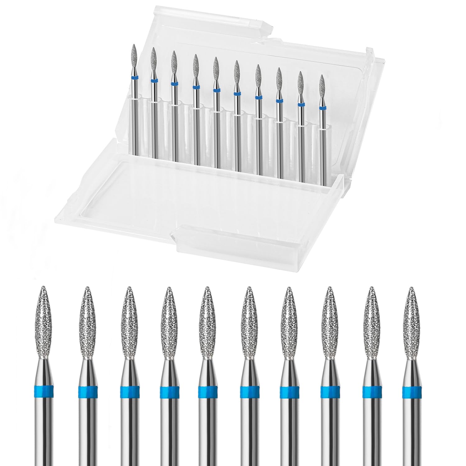 diamond flame cuticle drill bits — 10pc set for salons