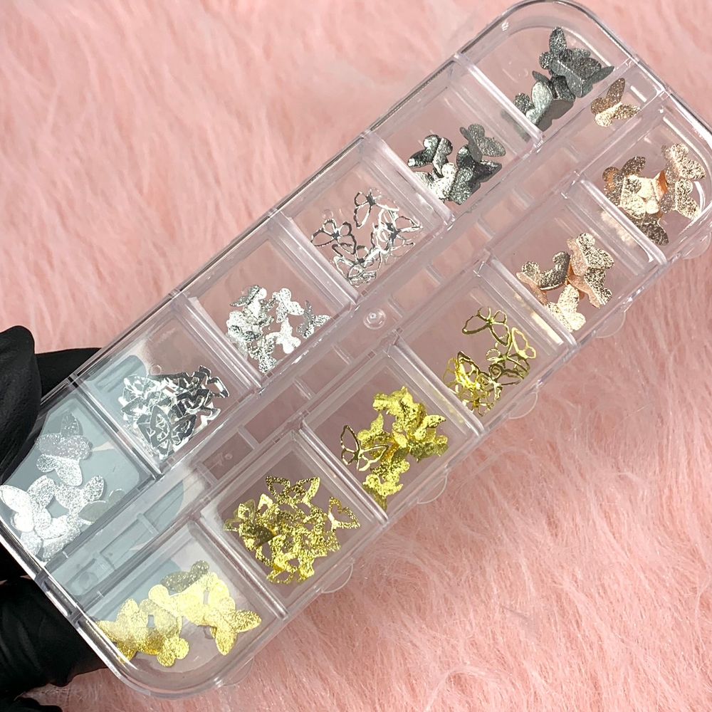 mixed gold silver butterfly nail charms - 2