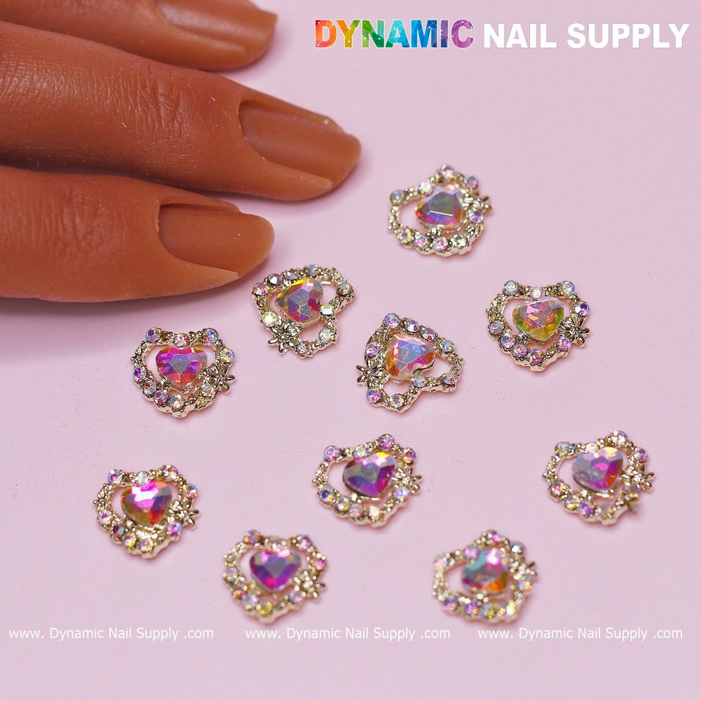 pink AB heart rhinestone charms - 2