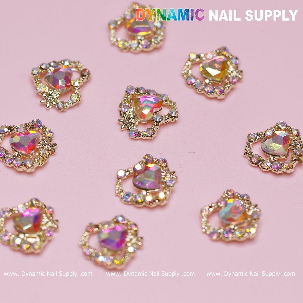 pink AB heart rhinestone charms - 3