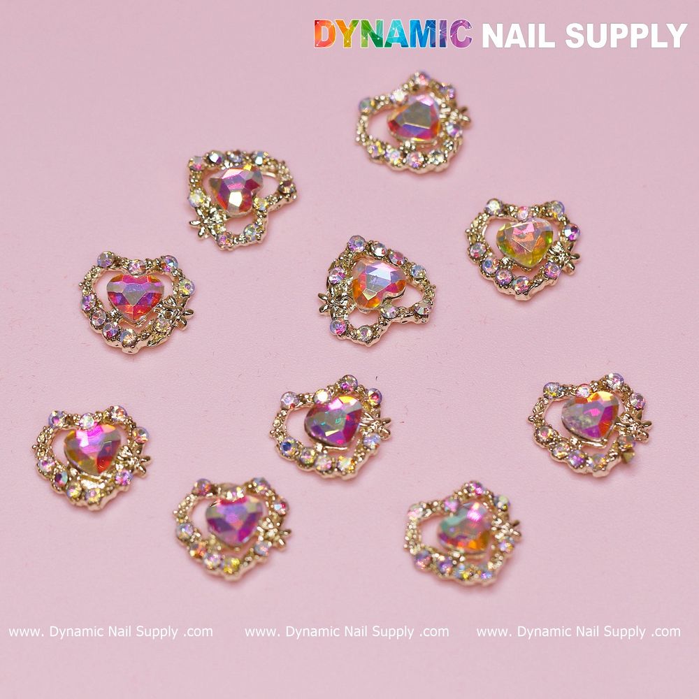 pink AB heart rhinestone charms - 4