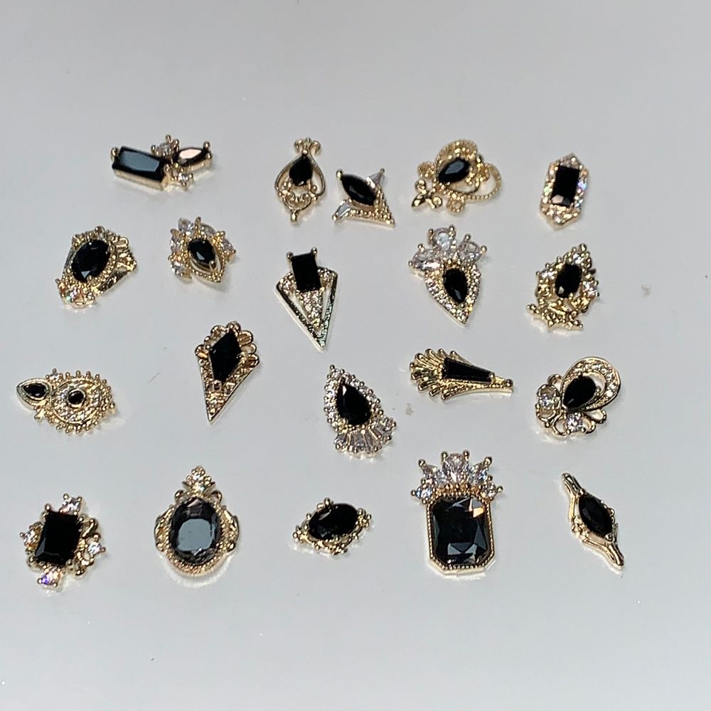 Black Luxury Nail Charms — 20-Piece Holiday Set