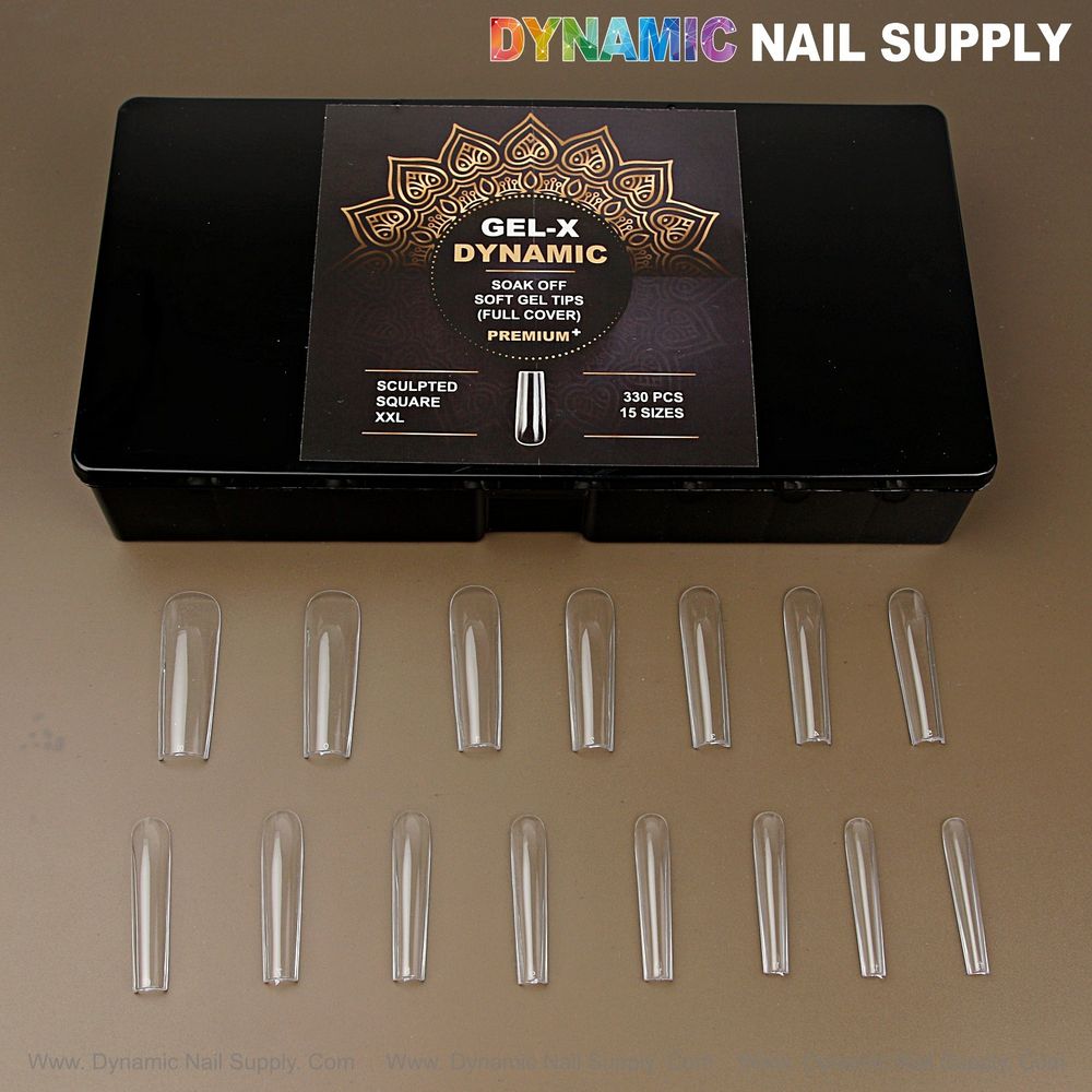 clear sculpted square soft-gel tips box - 2