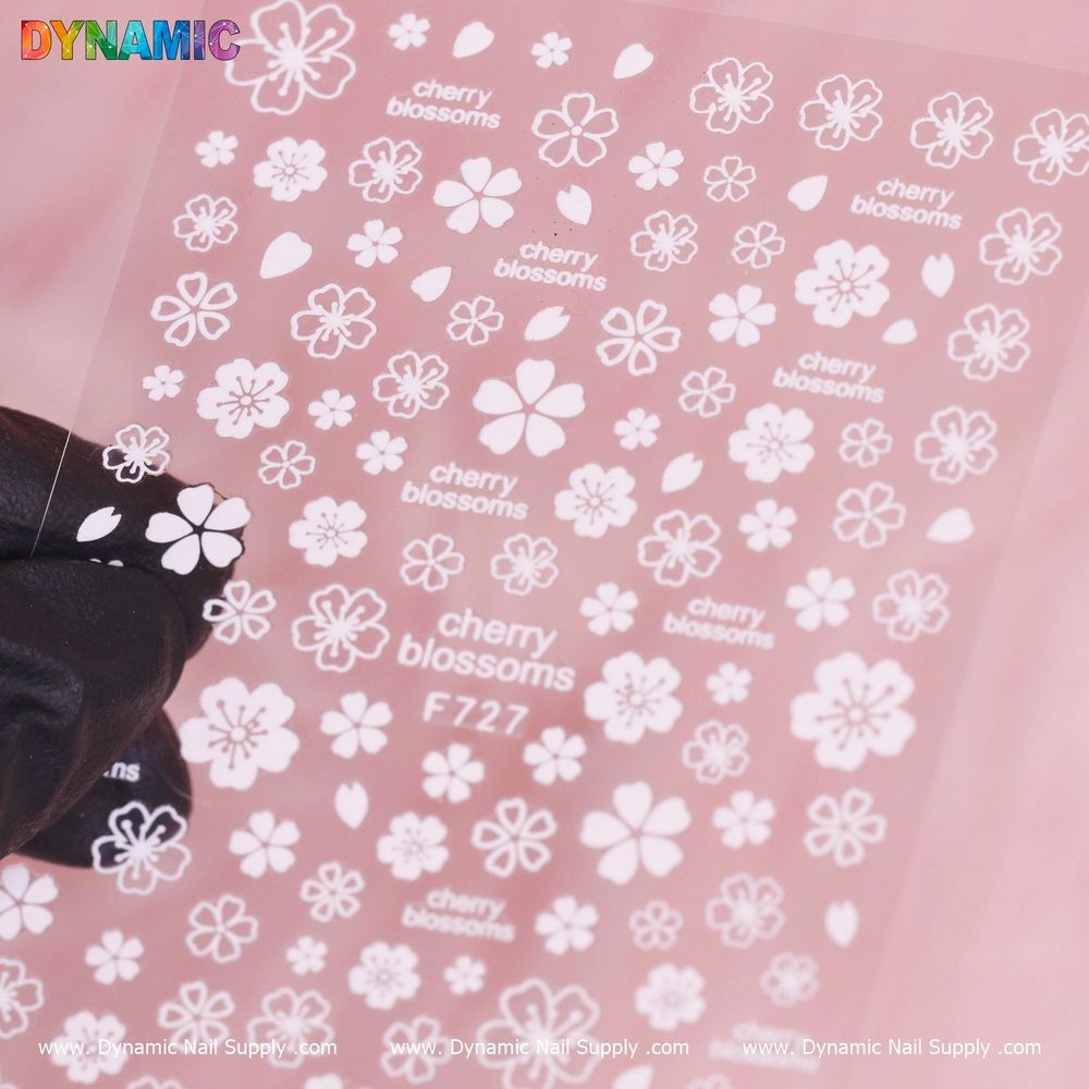 white cherry blossom nail stickers mixed sizes - 2