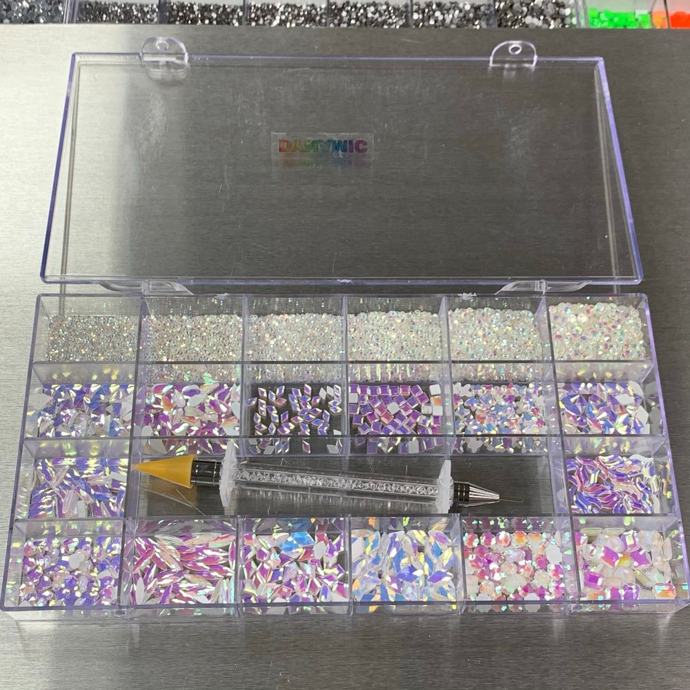 white pearl iridescent rhinestones kit - 5